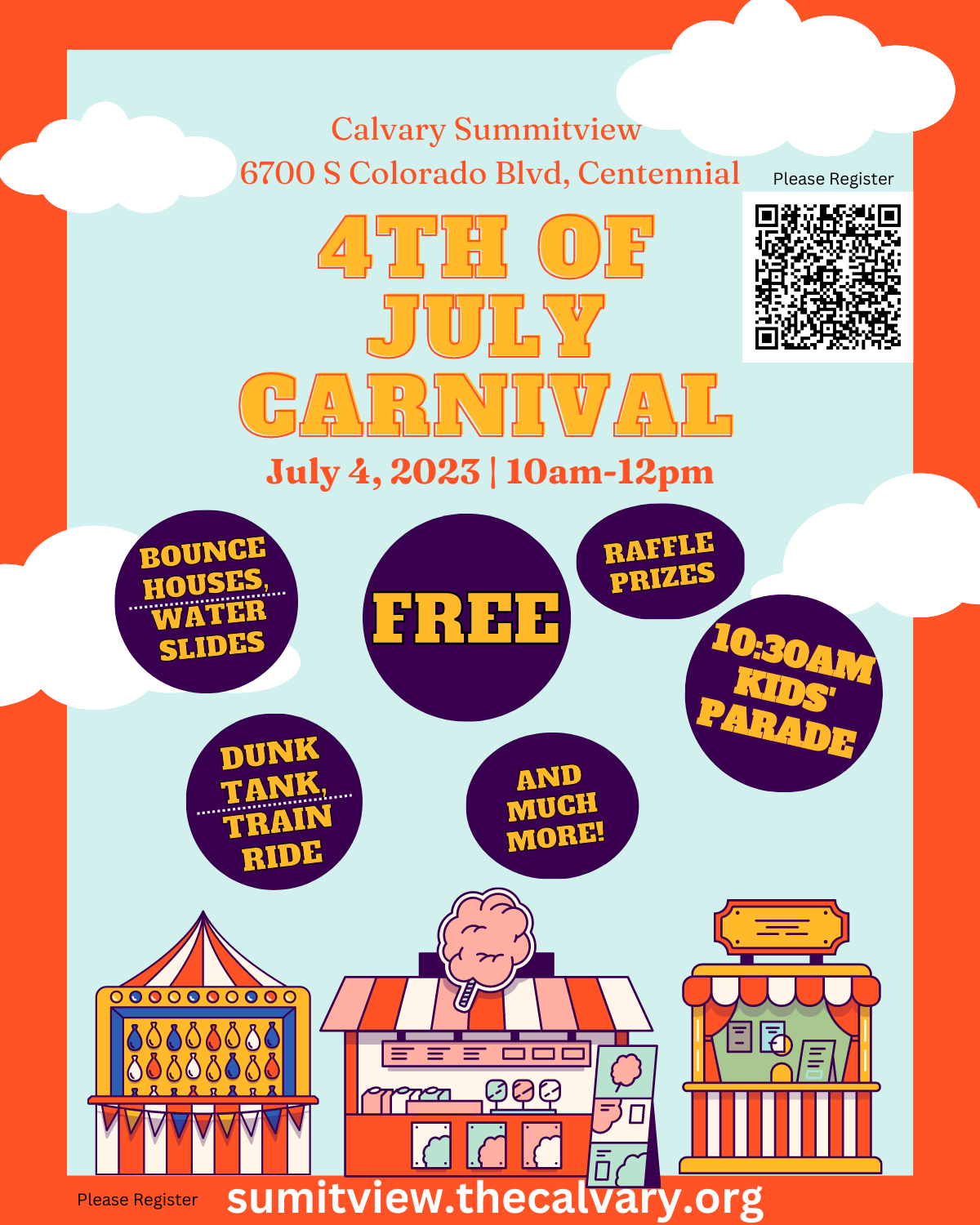 4th of July 2023 flyer (4 × 5 in) with QR - Calvary - Summitview